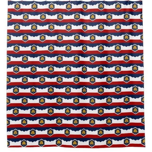 Cortina Para Box Patriotic Shower Curtain with Flag of Utah, USA (Frente)