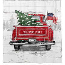 Patriótico Natal Vintage Red Truck Flag Russo