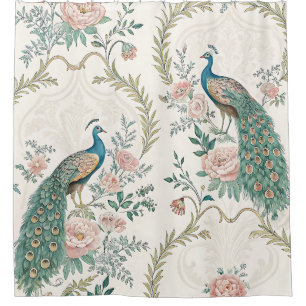 Cortina Para Box Pavão Elegante Floral Vintage (3)