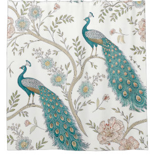 Cortina Para Box Pavão Floral Vintage Elegante (4)