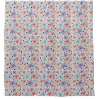 Cortina Para Box Peach jardim com padrão de primavera floral