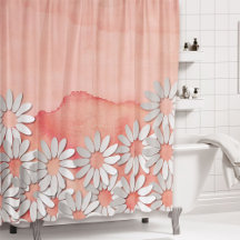 Peach Watercolor e Flores Brancas