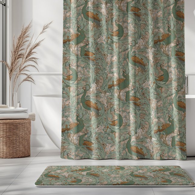 Cortina Para Box Peacock Garden in Green Beige Mustard  (Criador carregado)