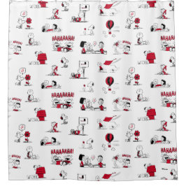 Cortina Para Box PEANUTS | Padrão vermelho e preto