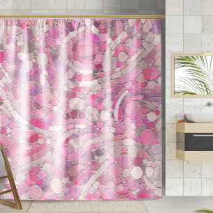 Cortina Para Box Pebbles Mosaico Art - Rosa Blush Pink