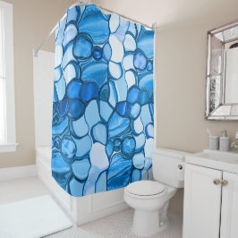 Cortina Para Box Pedras redondas em tons de azul real