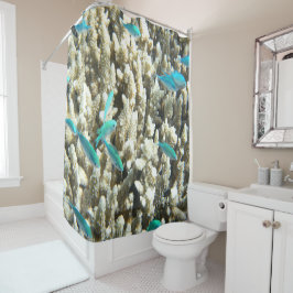 Cortina Para Box Peixe Azul Submarino E Coral