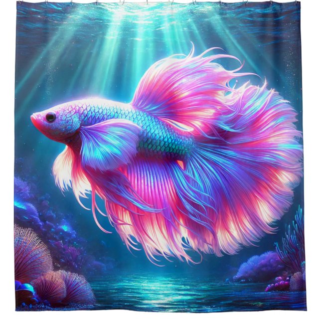 Cortina Para Box Peixe Betta Rosa (Frente)