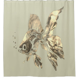 Cortina Para Box Peixes Aquários de Peixes Goldfish das Watercolor