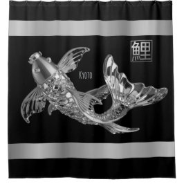 Cortina Para Box Peixes Koi - Peixes de Vidro Prateado - Cortina Ch