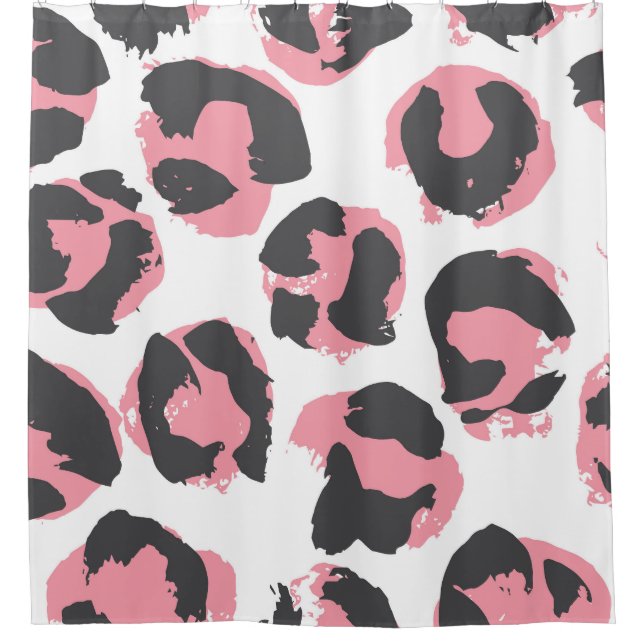 Cortina Para Box Pelt Leopardo: Textura Rosa Preta (Frente)
