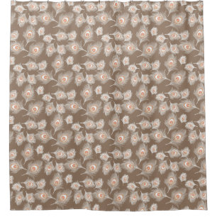 Cortina Para Box Penas de Pêssego Branca e Pêssego em Taupe Tan