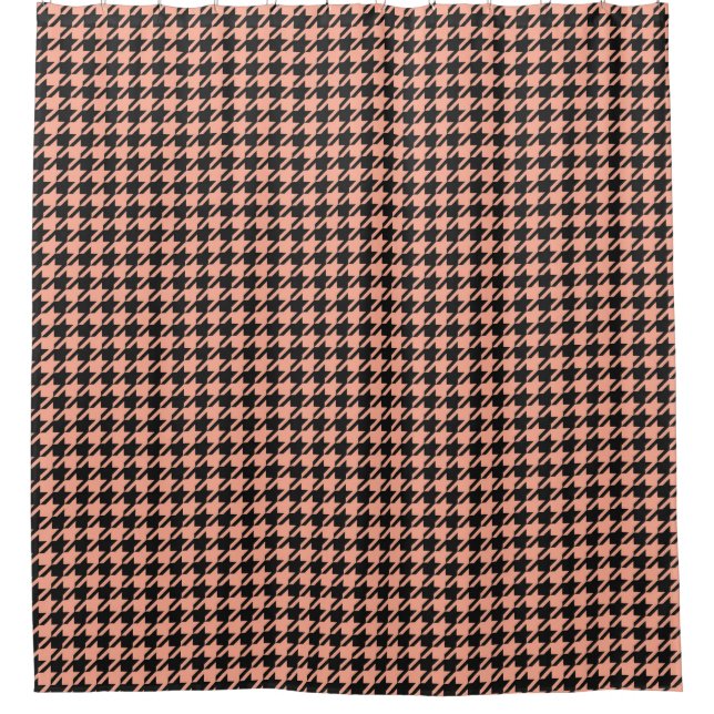 Cortina Para Box Pepita Clássica Houndstooth Peach Preto (Frente)