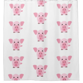 Cortina Para Box Pequeno e feliz porco rosa