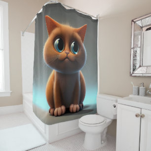 Cortina Para Box personagem de desenho animado de um gato fofo