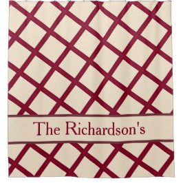 Cortina Para Box Personalized Burgundy Cream Lattice Elegant Chic