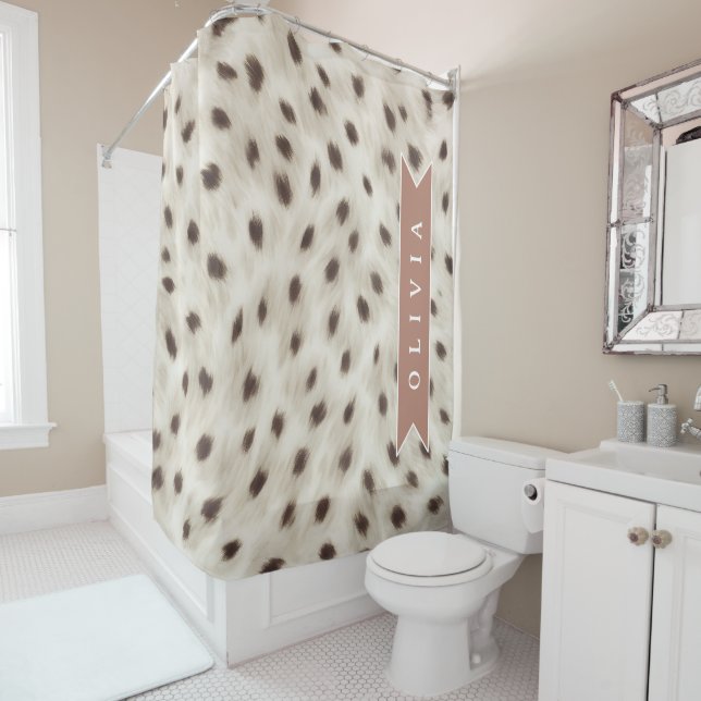 Cortina Para Box Personalized Chic Neutral Leopard Animal Print (In Situ)