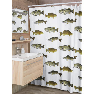 Cortina Para Box Pescar o Themed Walleye Bass Angler Man's Pattern