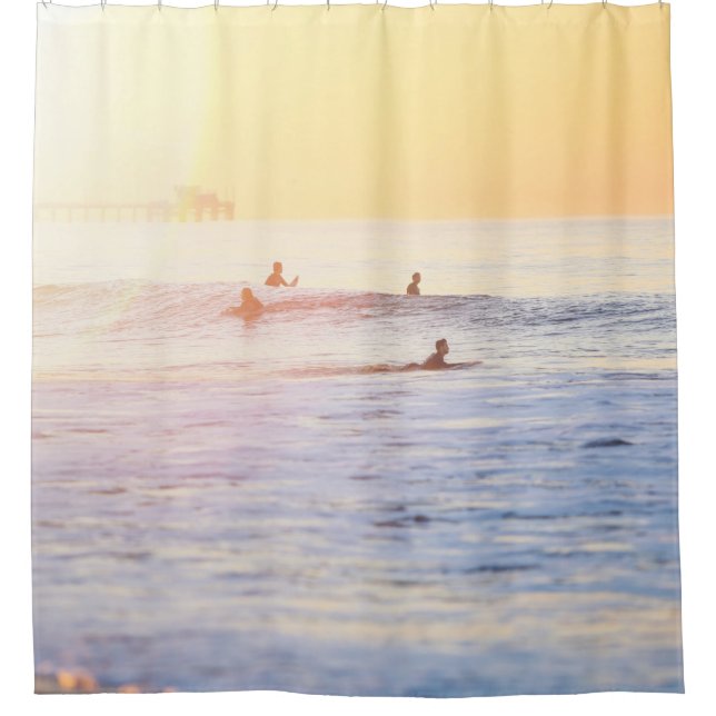 Cortina Para Box Pessoas surfando na praia (Frente)