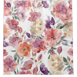 Cortina Para Box Pétalas de Pêssego Flores de Aquarela Botânica Flo