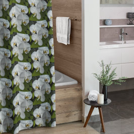 Cortina Para Box Phalaenopse Branca Orquídeas Padrão Floral