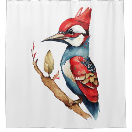 Cortina Para Box Pica-pau vermelho e azul