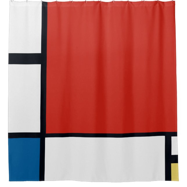 Cortina Para Box Piet Mondrian - Composição Geométrica Abstrata (Frente)