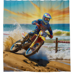 Cortina Para Box Piloto de Motocross na Corrida na Praia