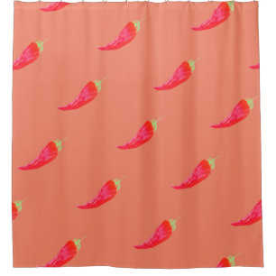 Cortina Para Box Pimentões Vermelhos Açafrão Pintados à Mão Aquarel