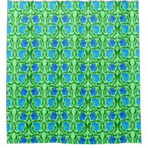 Cortina Para Box Pimpernel, azul & verde limão de William Morris