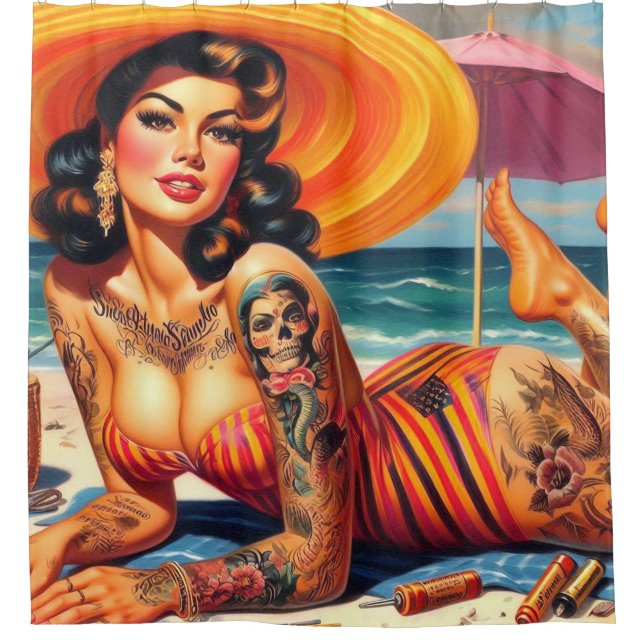Cortina Para Box Pin-up Verão Tatuado (Frente)