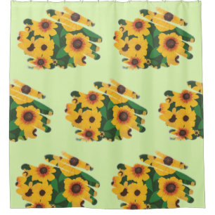 Cortina Para Box Pinceladas de Chás Pintados de Girassóis Cortinas