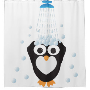 Cortina Para Box Pinguim bonito que toma um chá