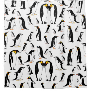 Cortina Para Box Pinguim preto e branco