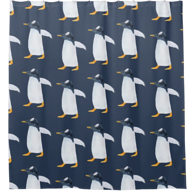 Cortina Para Box Pinguins: Pequena Cor de Água Escura (Frente)