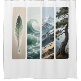 Cortina Para Box Pinho De Montanha Da Onda De Pena Da Natureza Elem