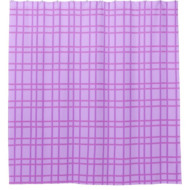 Cortina Para Box Pink and purple flower checkered pattern (Frente)