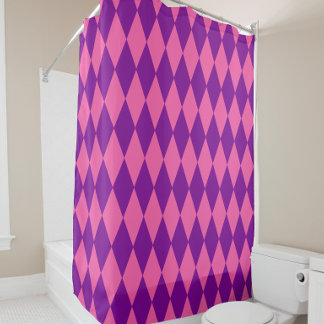 Cortina Para Box Pink and Purple Harlequin Checkered Design 