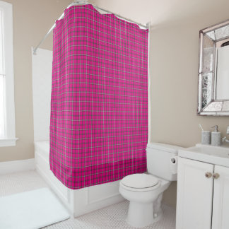 Cortina Para Box Pink Black White Plaid Shower Curtain