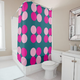 Cortina Para Box Pink Circles on Green Shower Curtain