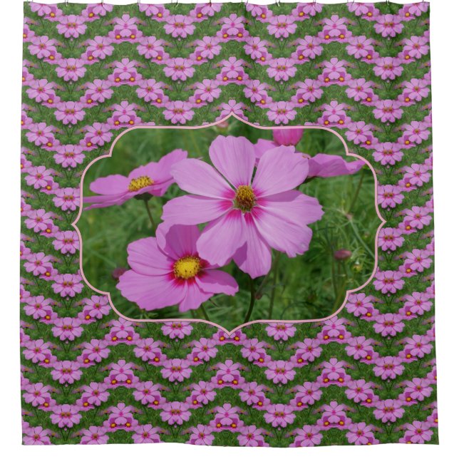 Cortina Para Box Pink Cosmos Flower Nature Art Pattern (Frente)