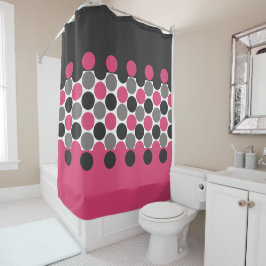 Cortina Para Box Pink e Cinza Polika Dot