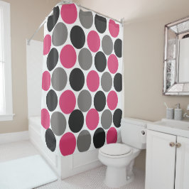 Cortina Para Box Pink e Cinza Polika Dot