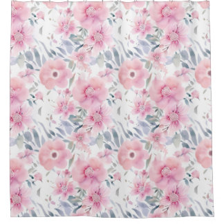 Cortina Para Box Pink Floral Watercolor