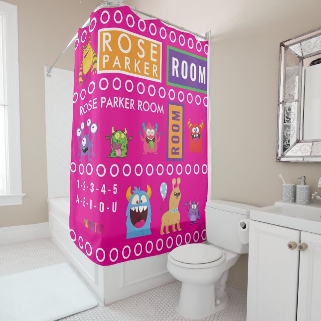 Cortina Para Box Pink Monster Kids' Rooms Child Name antistress (In Situ)