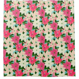 Cortina Para Box Pink Poinsettias Natal