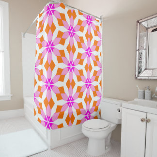 Cortina Para Box Pink Purple and Orange Floral Geometric