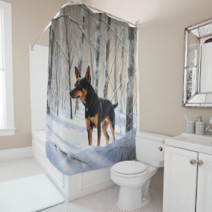 Cortina Para Box Pinscher Miniatura Deixe Nevar Natal