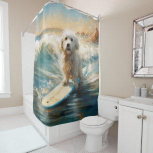 Cortina Para Box Pintor De Surfe De Praia De Coton De Tulear