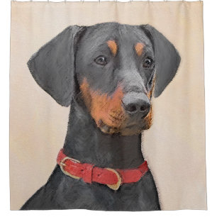 Cortina Para Box Pintura Alemã Pinscher Pintura Original Arte Anima